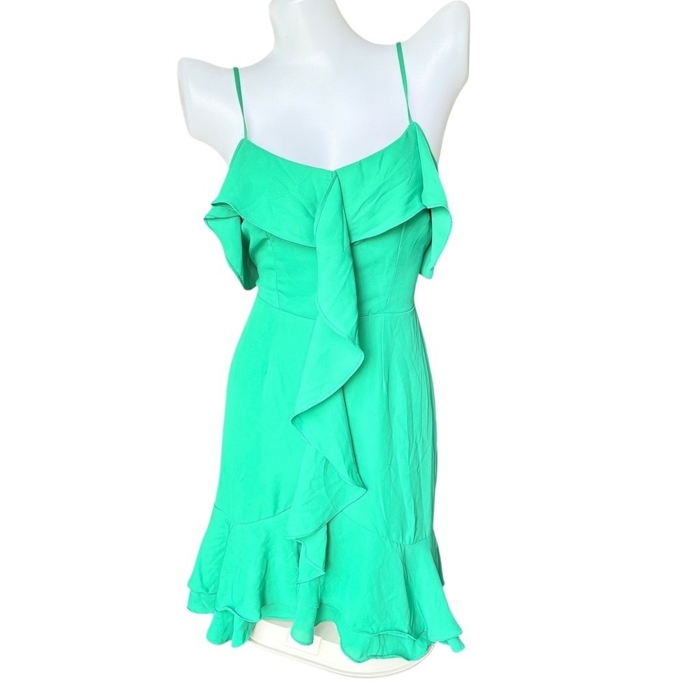 BB Dakota Kelly Green Off Shoulder Ruffle Mini Fit and Flare Dress Size 0